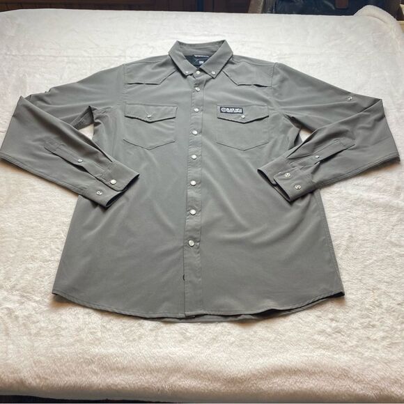 Black Rifle Coffee Company Gray Snap Front Western Style Shirt Size Small - Picture 1 of 14